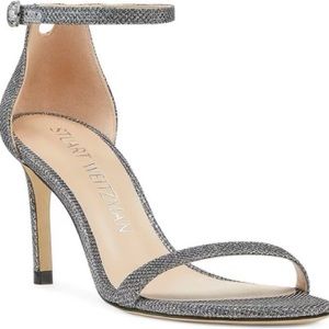 NWT Stuart Weitzman Nunaked Straight Strap Sandal Gunmetal 9.5